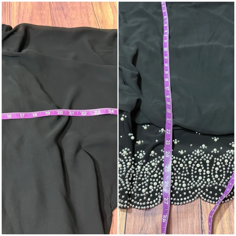 MSK Women’s Size 1X Black Chiffon Blouse with Embellished Hem - Picture 12 of 13